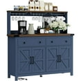 thumbnail image 3 of HAUXITIO Farmhouse Buffet Cabinet with Charging Station,Drawers & Wine Rack,White Storage Sideboard with Barn Doors for Kitchen & Dining Room,Blue, 3 of 8