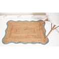 thumbnail image 3 of Rectangle Rug Natural Jute Rug Hand Braided Beige And Turquoise Color Area Rug, 3 of 5