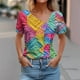 thumbnail image 2 of Top de Verano de las Mujeres, Cuello en V Moda Casual de Manga Corta Blusa, Primavera Y Verano Ligero Top, 2 of 9