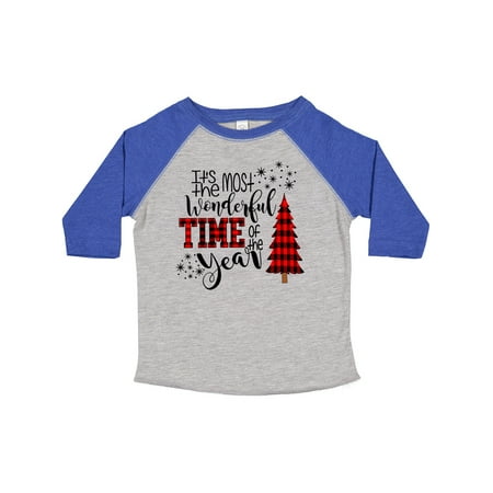 

Inktastic It s the Most Wonderful Time of the Year Stars Plaid Tree Gift Toddler Boy or Toddler Girl T-Shirt
