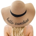 thumbnail image 1 of Sombrero de playa trifabricado con ala ancha de paja UPF 50+ para mujer, 1 of 6