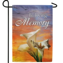 America Forever Garden Flag - In Loving Memory (Lilies), Cemetery Memorial Religious Bereavement Double Sided 12.5" x 18" Decor, Seasonal Yard Outdoor Decorative Flag