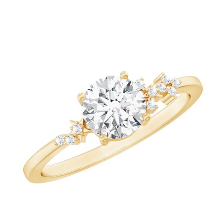 Rosec Jewels Lab Created Diamond Circle Ring - 0.9 Ct - Ef-Vs Quality Diamond Engagement Ring for Women - with Jewelry Box 10K Yellow Gold US 7.50