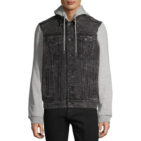 No Boundaries Men's and Big Men's Hooded Denim Jacket, up to Size 5XL