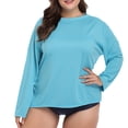 thumbnail image 3 of Attraco Plus Size Rash Guard for Women Sun Protection Rashguard Shirt Solid Color 1X-3X, 3 of 6