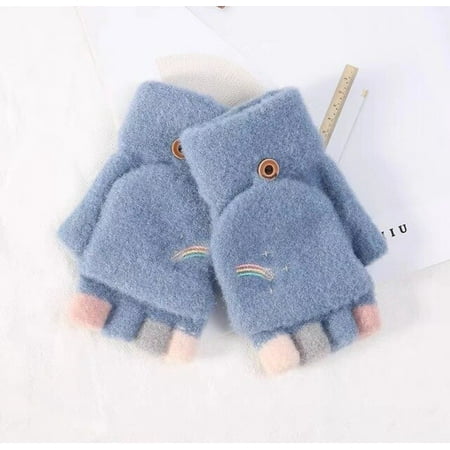 

PIKADINGNIS Fashion Imitation Mink Velvet Solid Gloves Winter Women Half-finger Gloves Flip-top Gloves Warm Gloves Comfortable Soft Thick