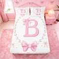 thumbnail image 5 of meiyoeat Bow Alphabet B Bed Sheets For Girls,Kids Pink Coquette Bowknot Full Size Sheets,4 Pieces, 5 of 6