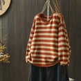 thumbnail image 2 of ShomPort Chandails pour Femmes Motif Rayé Col Rond Manches Longues Tricot Tendance Léger Couche de Base Quotidienne, 2 of 6