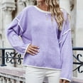 thumbnail image 2 of JINMGG V Neck Sweaters for Women Fall Winter Clearance,Women's Fashion Solid Loose Round Neck Long Sleeve Pullover, 2 of 7