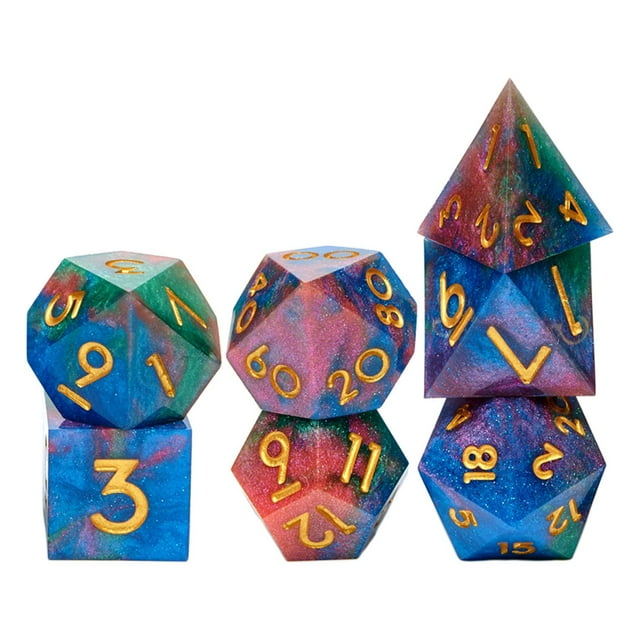 7 piezas de resina poliédrica, D4 ~ D20 Play Entertainment Toys Party Game , estilo B CUTICAT Dados poliédricos