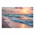 thumbnail image 4 of Peach Sunset Turquoise Ocean Wave Framed Canvas Wall Art Prints for Living Room Bedroom Bathroom Home Decor, Ready to Hang12"L x 8"W, 4 of 10