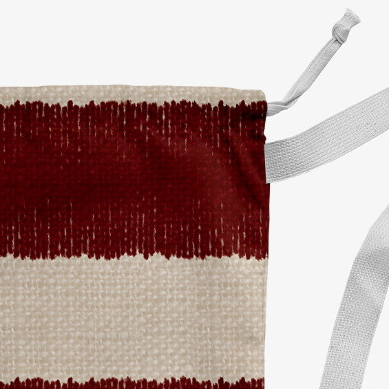 Simply Daisy Canvas Stripes with a Sprig of Holly 28 x 36 in Red-Ivory Laundry Bag