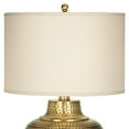 thumbnail image 4 of Franklin Iron Works Rustic Farmhouse Table Lamp 27" Tall Hammered Antique Brass Cream Linen Drum Shade for Living Room Bedroom Nightstand, 4 of 7