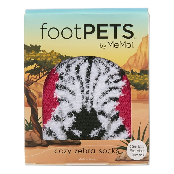 MeMoi Women's Foot Pet Zebra Crew Socks - Womens - Female (One Size, Fuchsia)