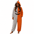 thumbnail image 3 of Gray Women's Onesie Pajamas Plush Cosplay Pumpkin One Piece Pajs Polyester Wearable Pumpkin Plush Hooded Blanket Onesie Pajamas Cozy Loungewear Halloween Cosplay Costume for Adults L, 3 of 5