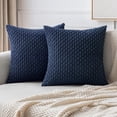 thumbnail image 3 of Xiao Hua Throw Pillow Covers Soft Corduroy Decorative Set of 2 Boho Striped Pillow Covers Pillowcases Farmhouse Home Decor for Couch Bed Sofa Living Room 18x18 Inch Navy Blue, 3 of 4