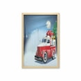 thumbnail image 1 of Christmas Wall Art with Frame, Red and White American Truck in December Winter Night Moon and Stars Tree, Printed Fabric Poster for Bathroom Living Room, 23" x 35", Blue Red White, by Ambesonne, 1 of 2