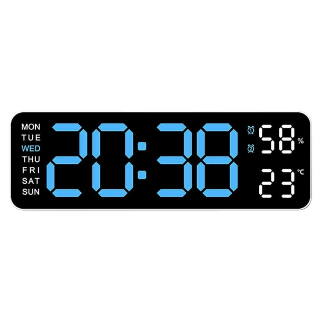 Vwrxbz Digital Alarm Clock LED Display Temperature Humidity Silent Bedside Clock Wall Mount Home Office Decor
