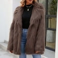 thumbnail image 4 of Hueook Faux Suede Jacket Women Womens Ladies Warm Faux Furry Long Coat Jacket Winter Solid V-neck Outerwear Coffee M, 4 of 7