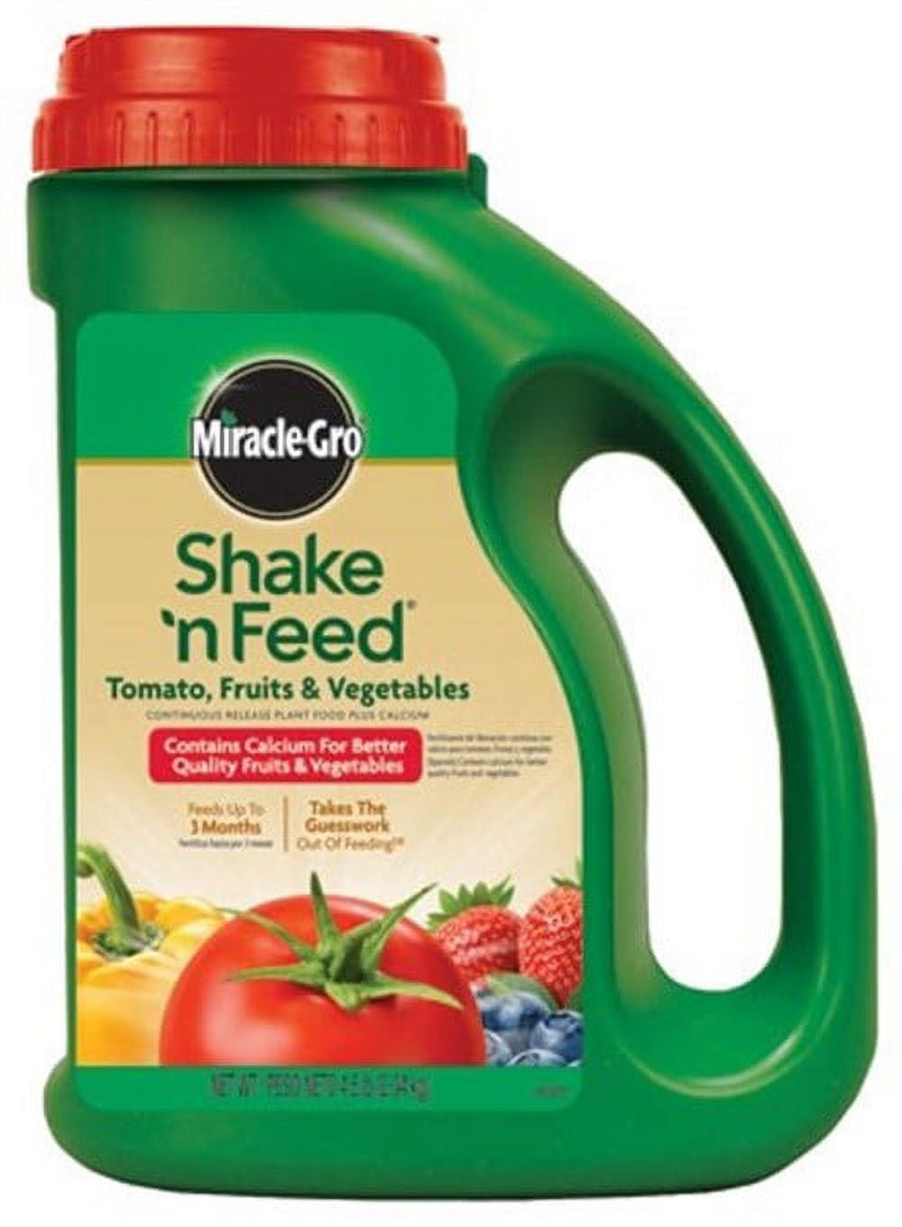 Miracle-Gro Shake 'n Feed Tomato, Fruits & Vegetables Continuous Release Plant Food Plus Calcium, 4.5 lbs