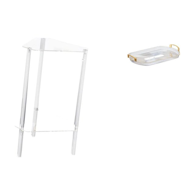 Mesita de noche,Mesa auxiliar de acrílico transparente,mesa auxiliar transparente de 2 niveles,Mesa pequeña de acrílico,mesita de noche pequeña,compacta,Bandeja de almacenamiento,Bandeja