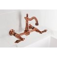 thumbnail image 3 of Kingston Brass KS244ALAC Heritage Double-Handle 2-Hole Wall-Mount Bridge Kitchen Faucet in Antique Copper, 3 of 8