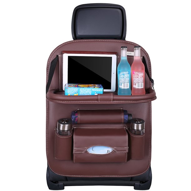 Riwesomey Auto asiento trasero organizador vehículo silla teléfono tableta beber botella titular almacenamiento bolsa de bolsillo Ventana automotriz Versión de actualización de color café