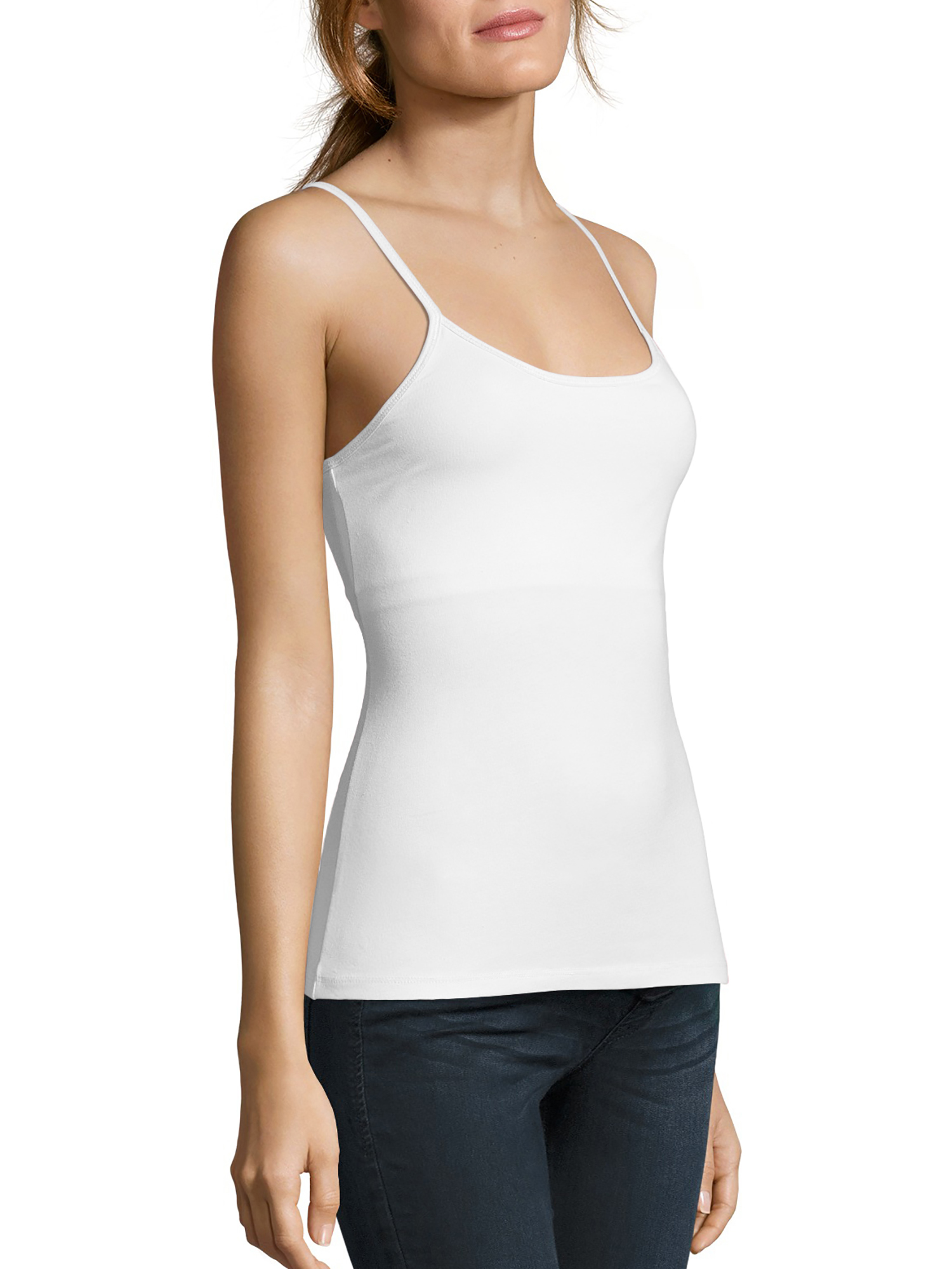 Hanes Womens Stretch Cotton Cami With Built In Shelf Bra Style O9342 6148