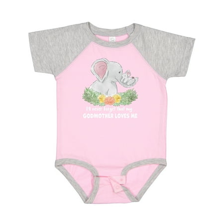 

Inktastic I ll Never Forget That My Godmother Loves Me Cute Elephants Gift Baby Boy or Baby Girl Bodysuit