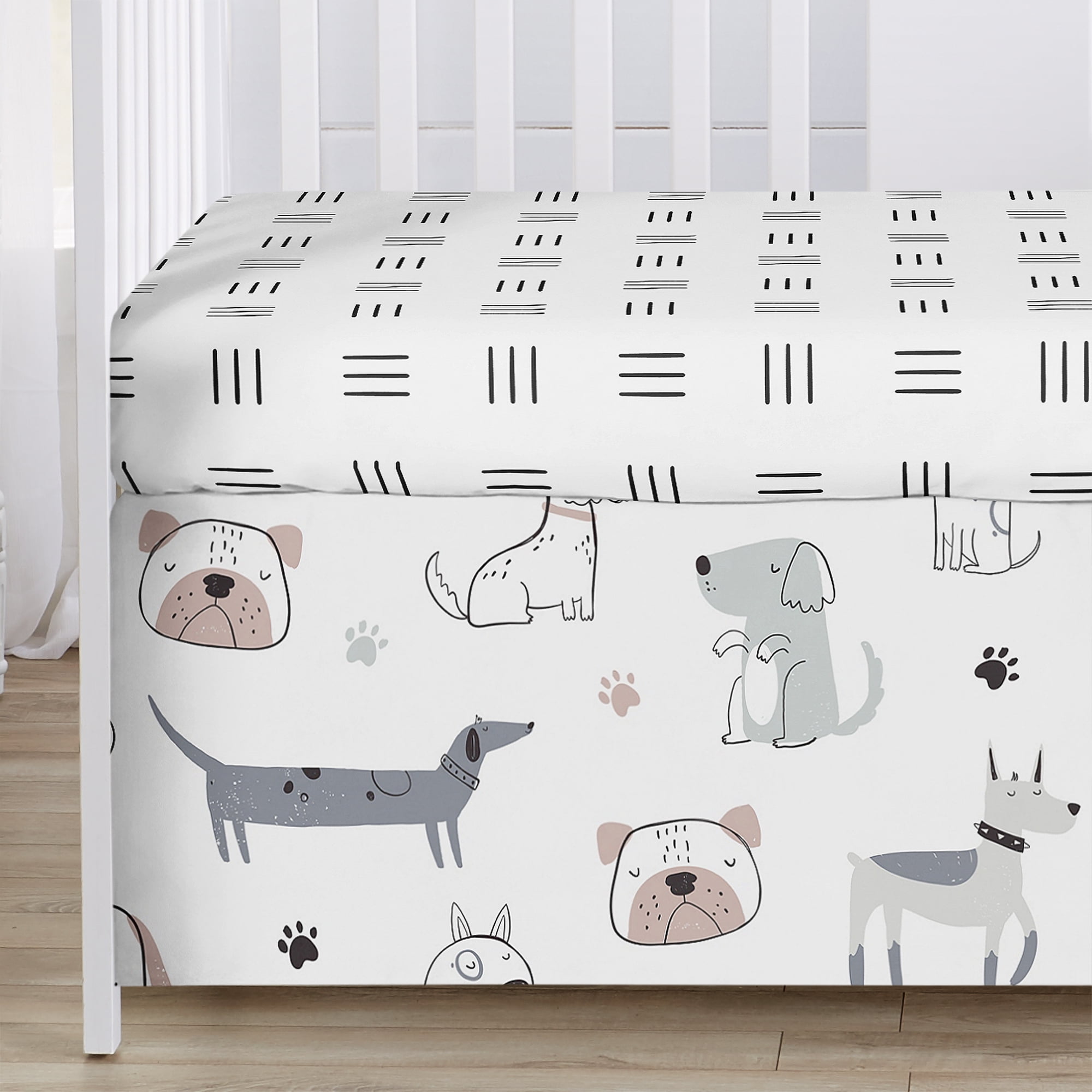 Sweet Jojo Designs Cartoon Puppy Boy, Girl, Unisex/Gender Neutral Crib Bedding + BreathableBaby Breathable Mesh Liner