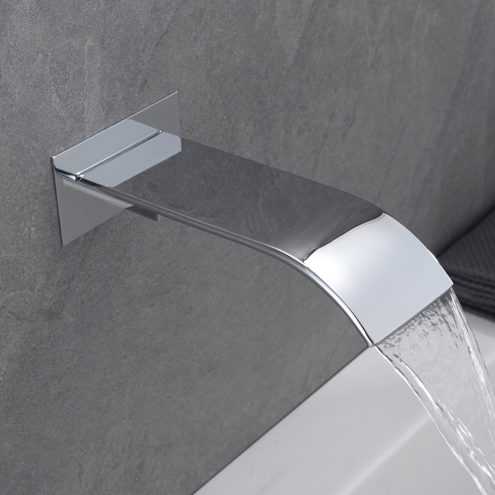 Sumerain Tub and Shower Faucet with Waterfall Tub Spout, Anti-scalding Pressure Balance Valve, Chrome Finish