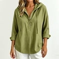 thumbnail image 4 of GERsome Long Sleeve Shirts for Women Snap Button Hooded Loose Fit Dressy Casual Pullover Tops Green L, 4 of 6