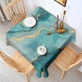 thumbnail image 2 of Blue Gold Marble Pattern Square Tablecloth,Waterproof Square Table Cover,Wipeable Spillproof Washable Table Cover for Home Kitchen Party Decor 42"X42"(107x107cm), 2 of 6
