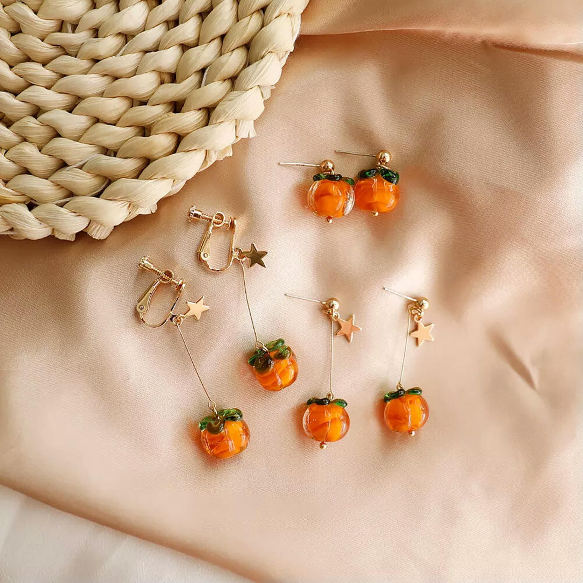 U8MO 30pc 12mm Pumpkin Handmade Lampwork Glass Beads Luminous Cute Loose Spacer Beads