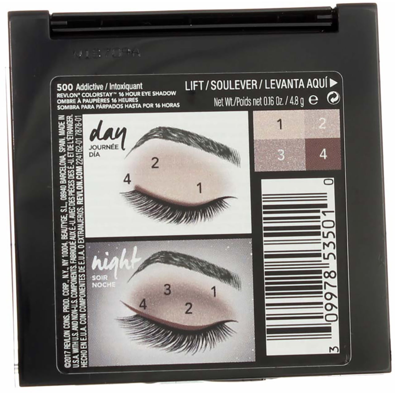 Revlon ColorStay 16 Hour Eye Shadow, Addictive [500] 0.16 oz (Pack of 4)