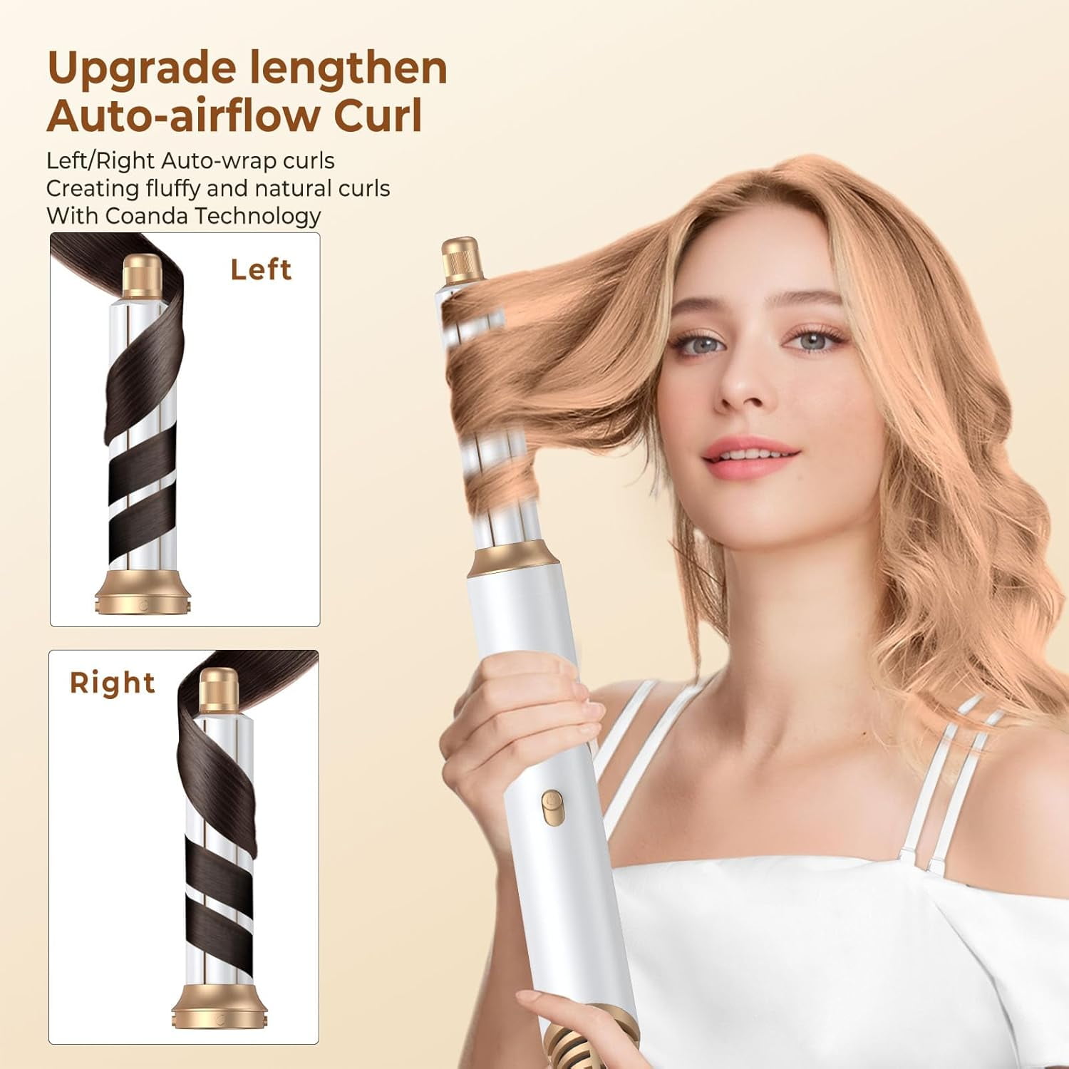 Foldable Blow Dryer Brush with Wrap Curler, 6 in 1 Hair Dryer Brush, Detachable Air Hair Styler Curling, Drying,Volumizing, Straightening, Negative Ionic Hair Dryer with Diffuser, Hair Styling Tools