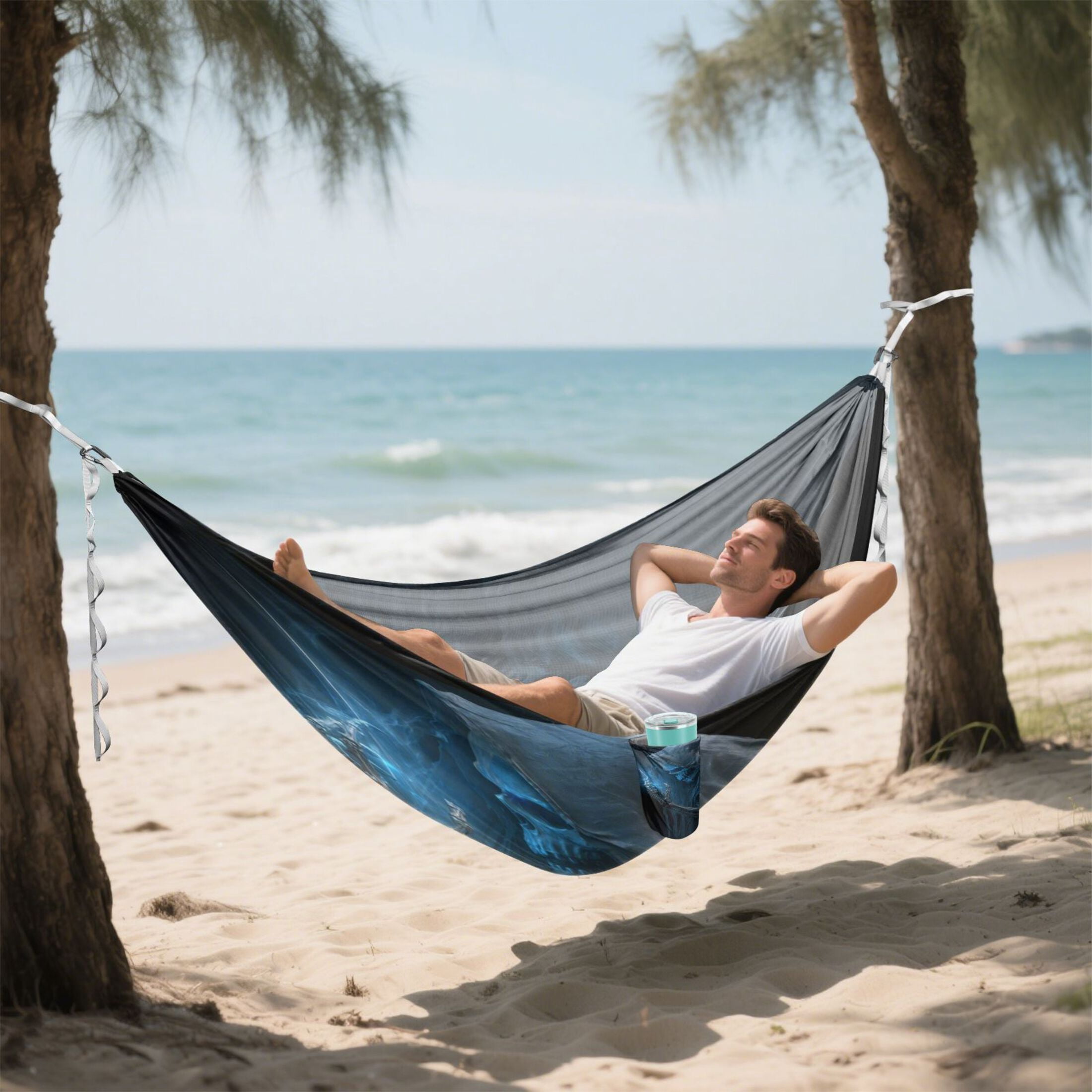 Hanging Hammock Portable Travel Camping For Outdooor Beach Camping Hiking 3d Blue Grim Reaper