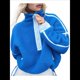 thumbnail image 3 of Suéter de Media Cremallera para Mujer, Sudadera Suave de Gran Tamaño con Bolsillos, Suéter Cálido Azul L, 3 of 10