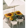 thumbnail image 3 of 54x80 Inch Outdoor Tablecloth with Umbrella Hole Zipper Rectangle Retro Sunflower Rectangular Tablecloths Outside Waterproof Spring Summer Vintage Botanical Wood Patio Table Cover for Picnic Party, 3 of 8
