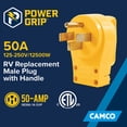 thumbnail image 6 of Camco 55255 Heavy Duty RV 50 AMP Male Plug Replacement with Power Grip Handle, 6 of 19