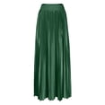 thumbnail image 5 of QATAINLAV Satin Skirts for Women Boho Pleated Maxi Skirt Elegant Elastic Swing Long Skirt High Waist A Line Casual Holiday Skirts Green S, 5 of 8