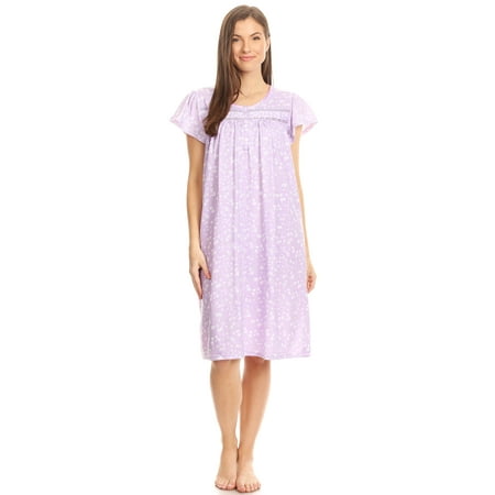 

Lati Fashion Women Nightgowns Short Sleeve Female Nightgowns & Sleepshirts Purple L
