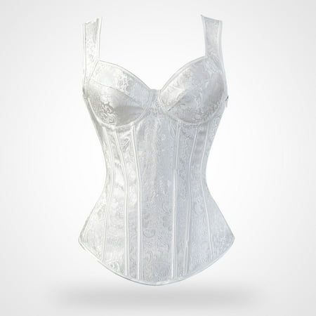 Rigardu body shaper body shaper tummy control Women s Gothic Corset Bustier Waist Cincher Underbust Corset Vest Tank Top Embroidery Corset Top Plus Size Corset Top White + 3XL