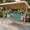 Green, variant on YIKEMA 3-Seat Steel Canopy Porch Swing with Foldable Side Trays and Cup Holders, Brown