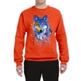 thumbnail image 2 of Wolf Painting Splatter Abstract Art Animal Lover Unisex Crewneck Graphic Sweatshirt, Orange, Small, 2 of 3