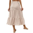 thumbnail image 4 of HUBERY Women Front Button Down Pleated Layered Solid Color Midi Skirt, 4 of 7