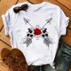 thumbnail image 4 of Camiseta de manga corta suelta con cuello redondo y estampado informal a la moda para mujer Pompotops  hfajkhk126888, 4 of 5