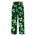 thumbnail image 5 of lcziwo Back to School Sales, Linen Pants for Women Loose Fit Plus Size Straight Leg Pants 2025 Summer Casual Elastic Waist Beach Pants St Patricks Day Shamrock Print Pants Green XXL, 5 of 6