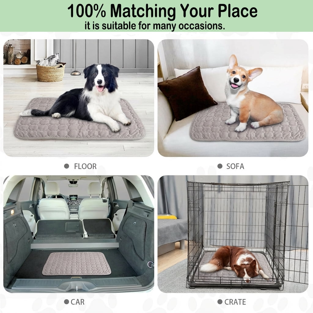 Large Dog Crate Mat,36 x 28 inch Dog Kennel Mat with Anti-Slip Bottom, Washable Soft Corduroy Dog Mat with Three-dimensional Texture and Durable Fine Hemming