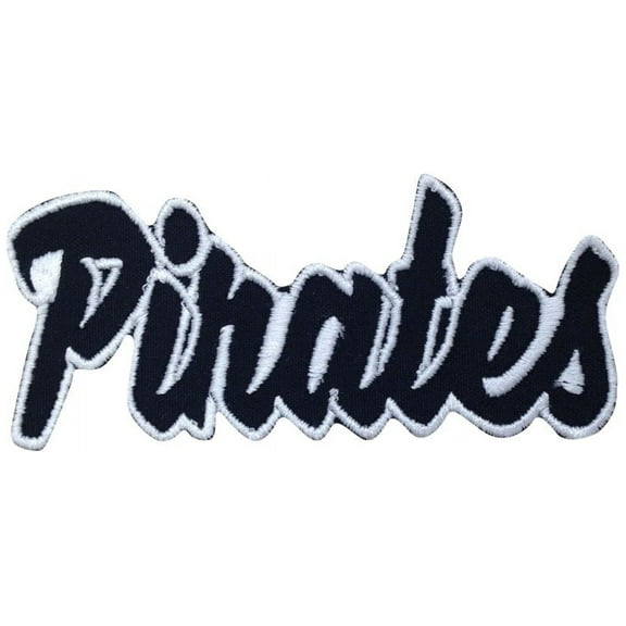 Pirates - Black/White - Team Mascot - Words/Names - Iron on Applique/Embroidered Patch